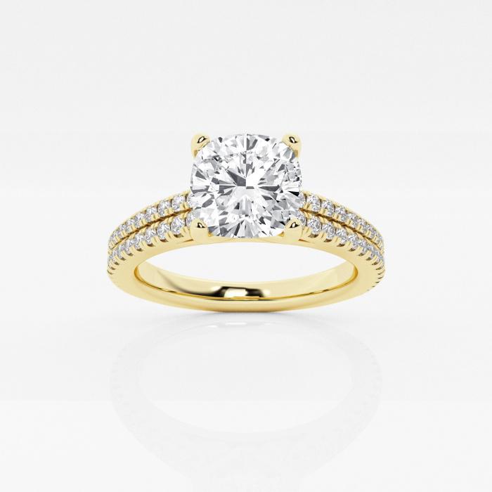 Certified 1 1/8 ctw Cushion Diamond Double Row Engagement Ring 14K Yellow Gold (1 of 2)