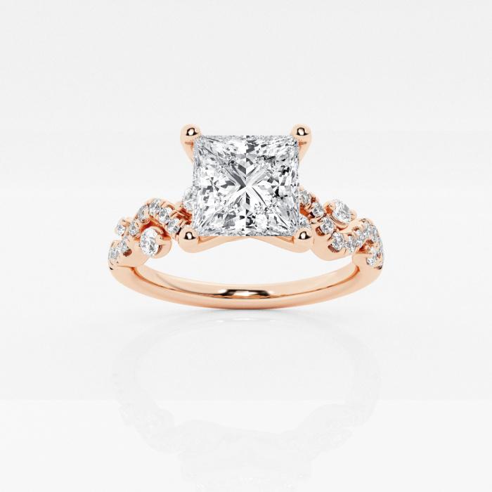 Certified 2 3/8 ctw Princess Diamond Vine Engagement Ring 14K Rose Gold (1 of 2)