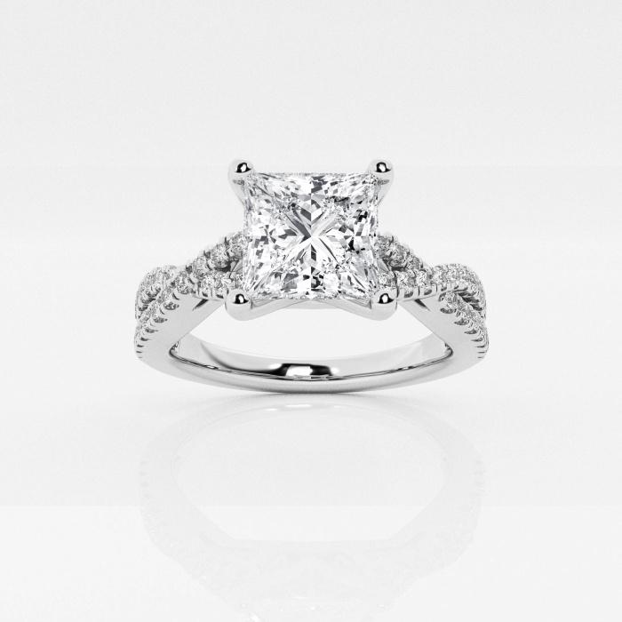 Certified 2 1/3 ctw Princess Diamond Crossover Engagement Ring Platinum (1 of 2)