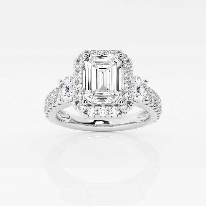 Certified 3 1/3 ctw Emerald Diamond Double Row Side Stones Halo Engagement Ring 14K White Gold (1 of 2)