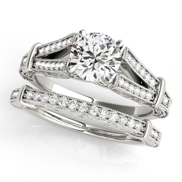 Certified 1.2 CTW Diamond Engagement Ring SET 18K White Gold (1 of 2)