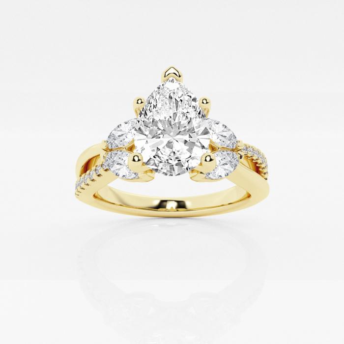 Certified 1 1/3 ctw Pear Diamond Flower Petal Engagement Ring 14K Yellow Gold (1 of 2)