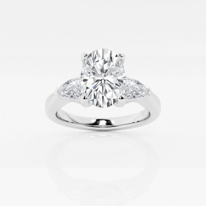 Certified 1 7/8 ctw Oval Diamond Engagement Ring with Pear Side Accents Platinum (1 of 2)