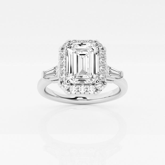 Certified 2 1/2 ctw Emerald Diamond Tapered Baguette Halo Engagement Ring 14K White Gold (1 of 2)