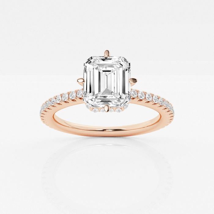 Certified 1 3/4 ctw Emerald Diamond Engagement Ring 18K Rose Gold (1 of 2)