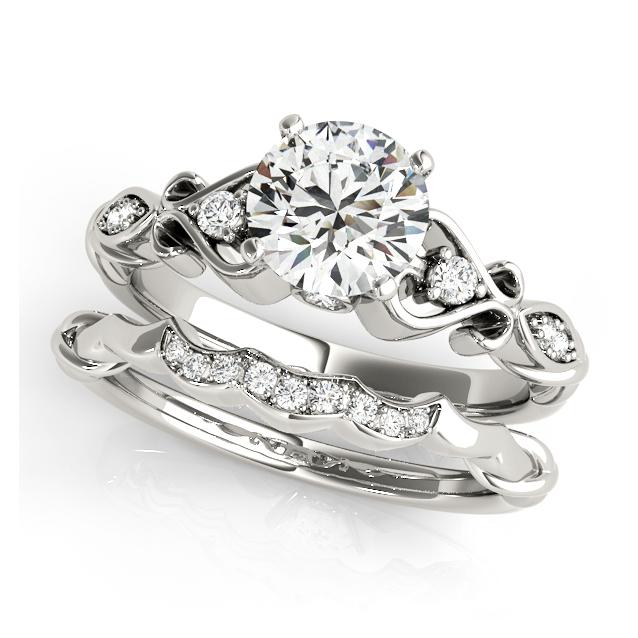 Certified 2.1 CTW Diamond Engagement Ring SET 18K White Gold (1 of 2)