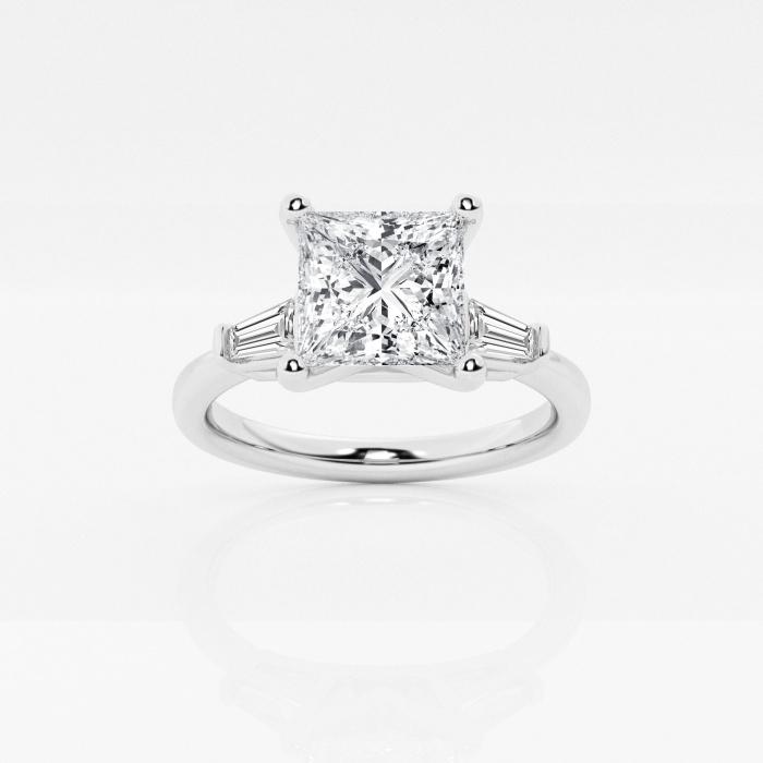 Certified 7/8 ctw Princess Diamond Engagement Ring with Tapered Baguette Side Accents 14K White Gold (1 of 2)