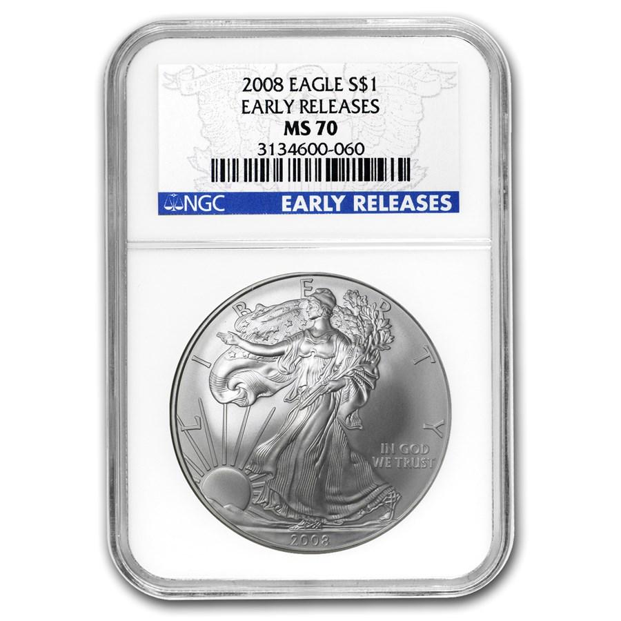 2008 American Silver Eagle MS-70 NGC (Early Releases) (1 of 3)