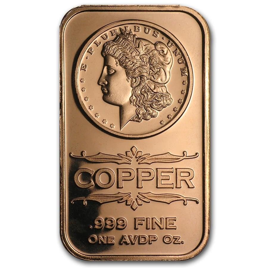 1 oz Copper Bar - Morgan Dollar (1 of 2)