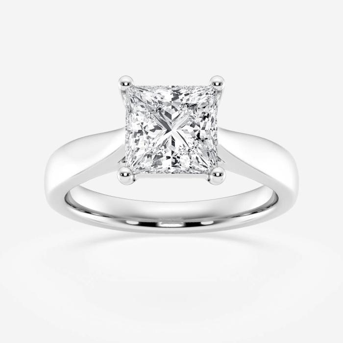 Certified 2 ctw Princess Diamond Trellis Solitaire Engagement Ring 14K White Gold (1 of 2)