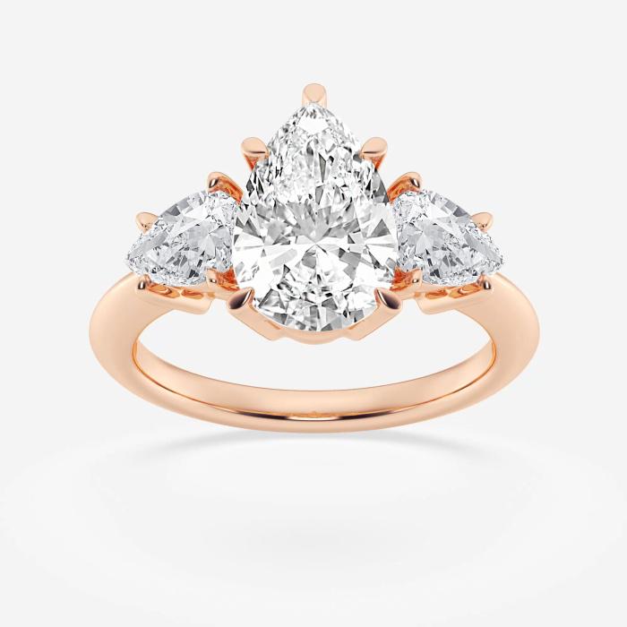 Certified 4 ctw Pear Diamond Three Stone Engagement Ring 18K Rose Gold (1 of 2)