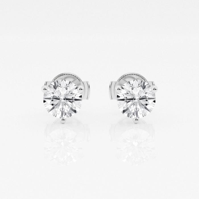 Certified 1 1/2 ctw Round G-H Diamond 3-Prong Martini Solitaire Stud Earrings 14K White Gold (1 of 3)