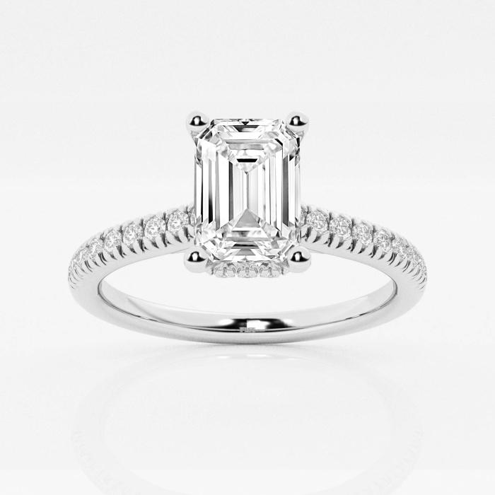 Certified 1 7/8 ctw Emerald Diamond Hidden Halo Engagement Ring 14K White Gold (1 of 2)