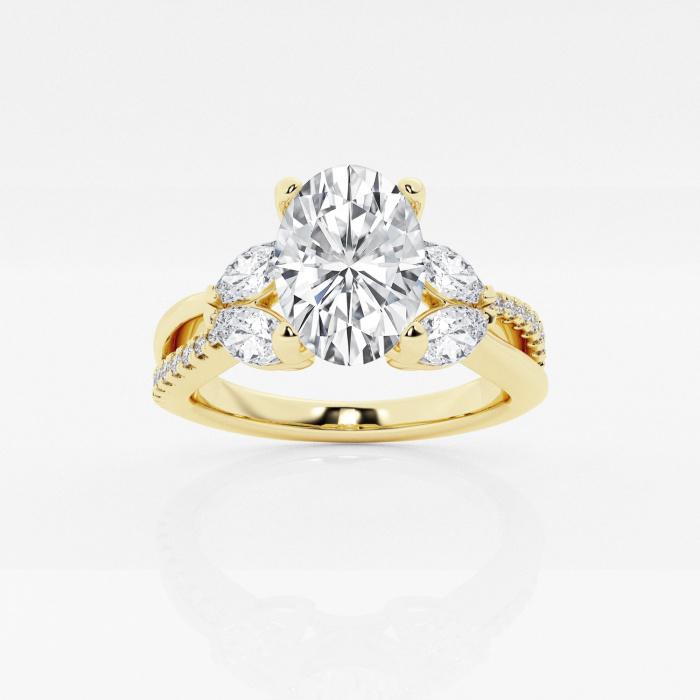 Certified 1 7/8 ctw Oval Diamond Flower Petal Engagement Ring 14K Yellow Gold (1 of 2)