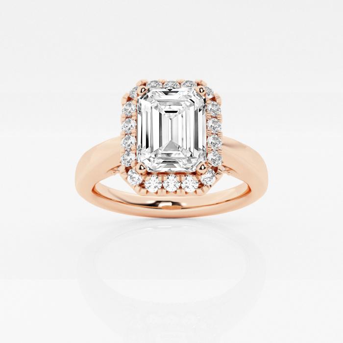 Certified 1 ctw Emerald Diamond Diamond Arch Halo Engagement Ring 14K Rose Gold (1 of 2)