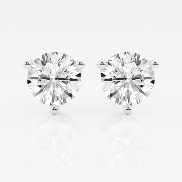 Certified 5 ctw Round E-F Diamond 3-Prong Martini Solitaire Stud Earrings 14K White Gold (1 of 3)