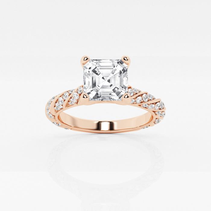 Certified 1 2/5 ctw Asscher Diamond Ribbon Engagement Ring 14K Rose Gold (1 of 2)