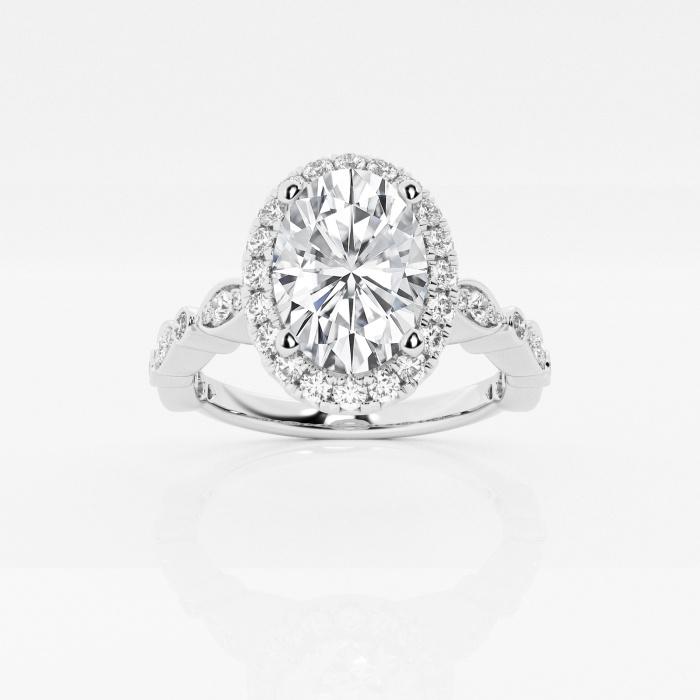 Certified 2 1/2 ctw Oval Diamond Marquise Shape Sides Halo Engagement Ring 14K White Gold (1 of 2)