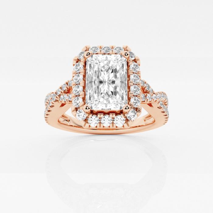 Certified 1 1/5 ctw Radiant Diamond Crossover Halo Engagement Ring 14K Rose Gold (1 of 2)
