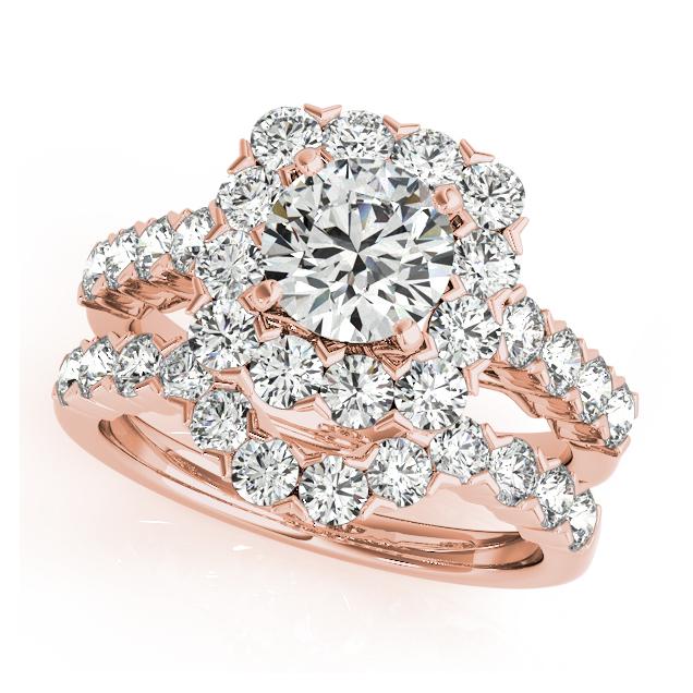 Certified 3.25 CTW Diamond Engagement Ring SET 18K Rose Gold (1 of 2)