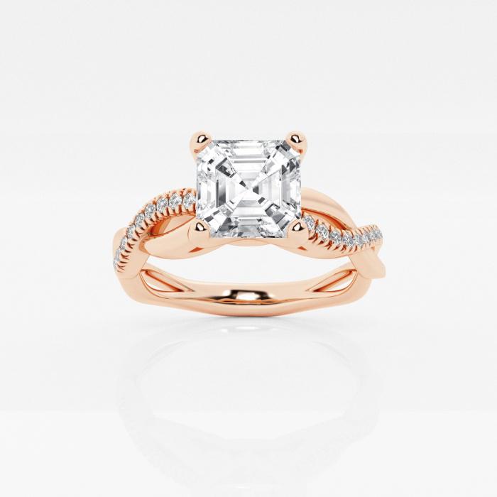 Certified 1 5/8 ctw Asscher Diamond Intertwined Engagement Ring 14K Rose Gold (1 of 2)