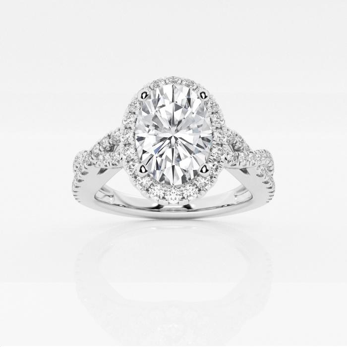 Certified 1 1/6 ctw Oval Diamond Crossover Halo Engagement Ring Platinum (1 of 2)