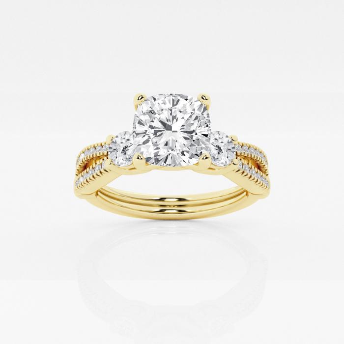 Certified 1 1/2 ctw Cushion Diamond Knot Engagement Ring 14K Yellow Gold (1 of 2)