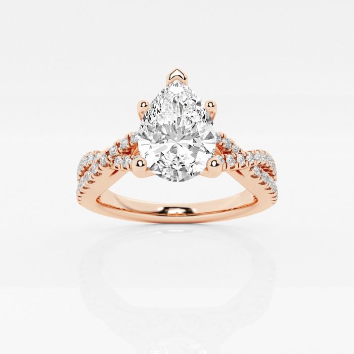 Certified 2 1/3 ctw Pear Diamond Crossover Engagement Ring 14K Rose Gold (1 of 2)