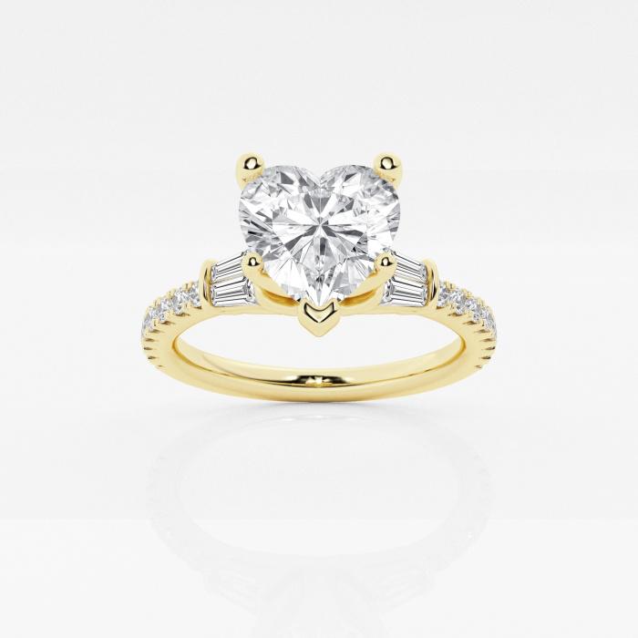 Certified 2 ctw Heart Diamond Engagement Ring with Double Baguette Side Accents 14K Yellow Gold (1 of 2)