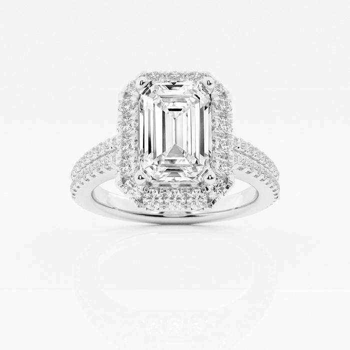 Certified 2 3/8 ctw Emerald Diamond Double Row Halo Engagement Ring Platinum (1 of 2)