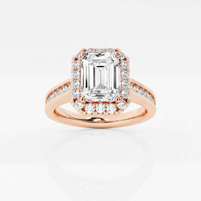 Certified 2 ctw Emerald Diamond Halo Engagement Ring 14K Rose Gold (1 of 2)