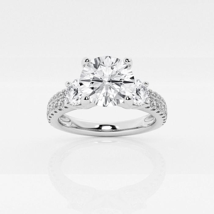 Certified 3 ctw Round Diamond Engagement Ring with Double Row Side Side Accents 14K White Gold (1 of 2)