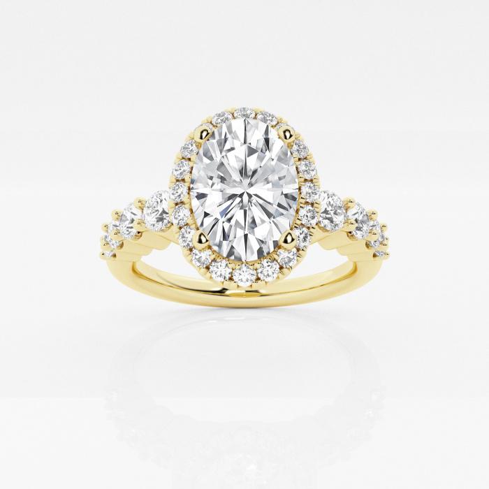 Certified 1 2/5 ctw Oval Diamond Graduated Halo Engagement Ring 14K Yellow Gold (1 of 2)