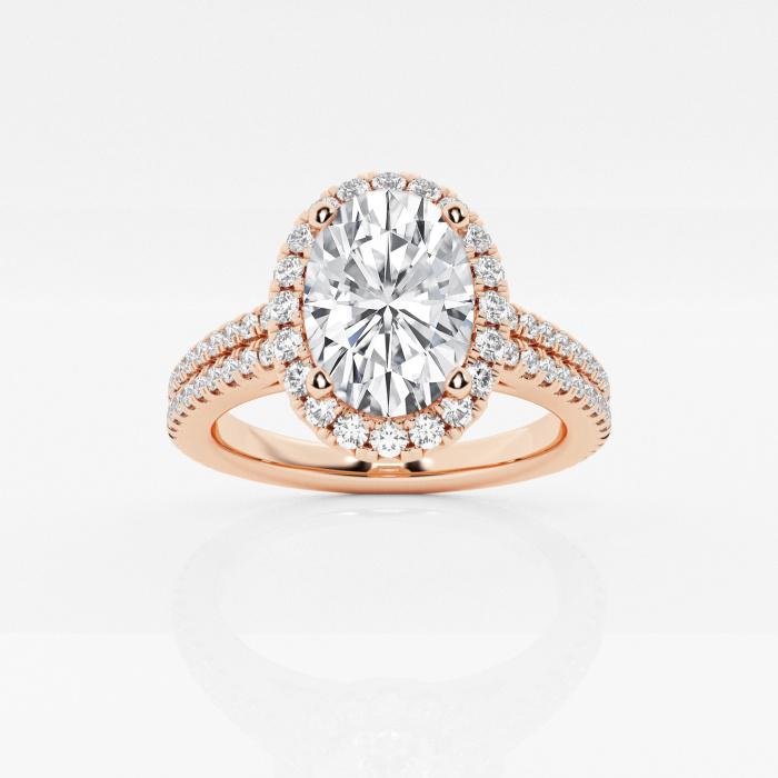 Certified 2 5/8 ctw Oval Diamond Double Row Halo Engagement Ring 14K Rose Gold (1 of 2)