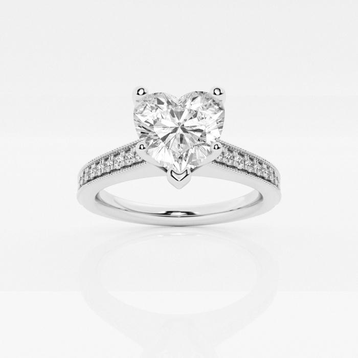 Certified 2 1/6 ctw Heart Diamond Engagement Ring with Channel Side Accents Platinum (1 of 2)