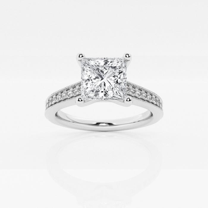 Certified 1 2/3 ctw Princess Diamond Engagement Ring with Channel Side Accents Platinum (1 of 2)