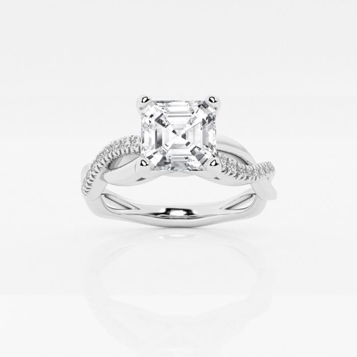 Certified 7/8 ctw Asscher Diamond Intertwined Engagement Ring 14K White Gold (1 of 2)