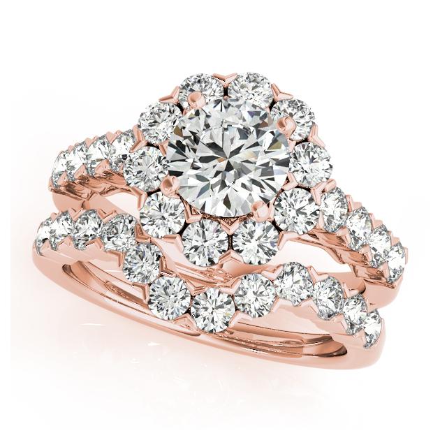 Certified 2.85 CTW Diamond Engagement Ring SET 18K Rose Gold (1 of 2)