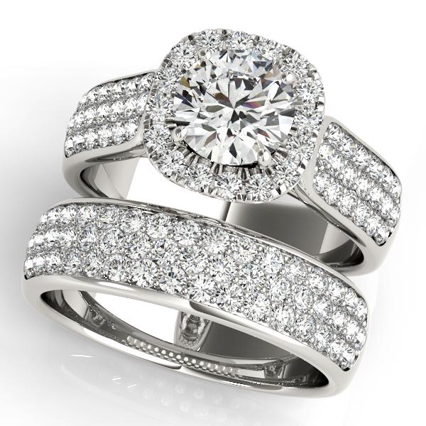 Certified 2.75 CTW Diamond Engagement Ring SET 18K White Gold (1 of 2)