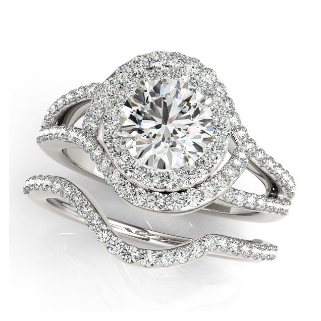 Certified 2.45 CTW Diamond Engagement Ring SET 18K White Gold (1 of 2)