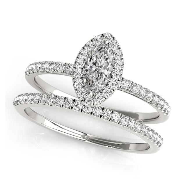 Certified 2.2 CTW Diamond Engagement Ring SET 18K White Gold (1 of 2)