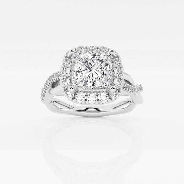 Certified 1 7/8 ctw Princess Diamond Intertwined Halo Engagement Ring 14K White Gold (1 of 2)