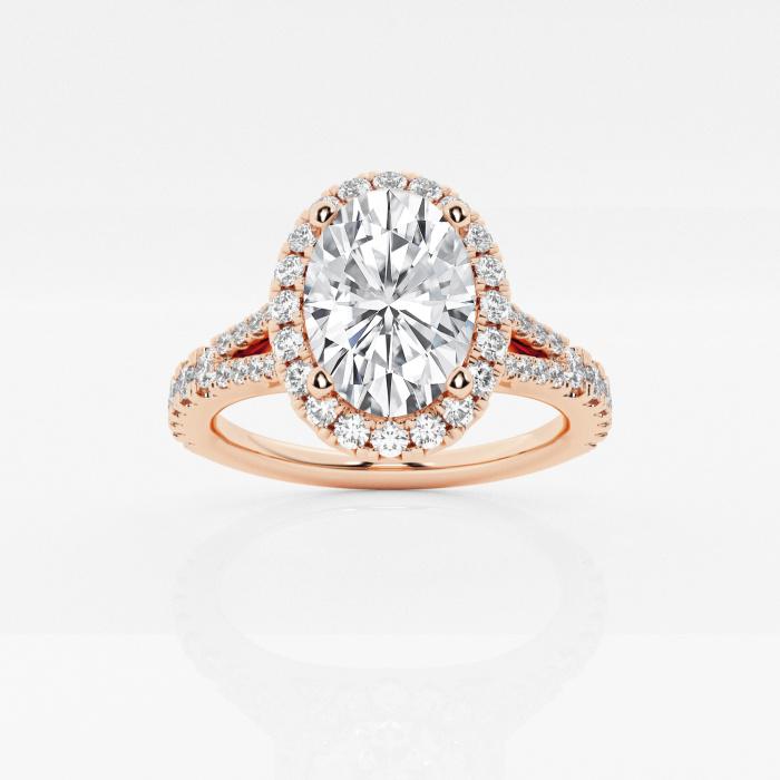 Certified 1 1/6 ctw Oval Diamond Split Shank Halo Engagement Ring 14K Rose Gold (1 of 2)