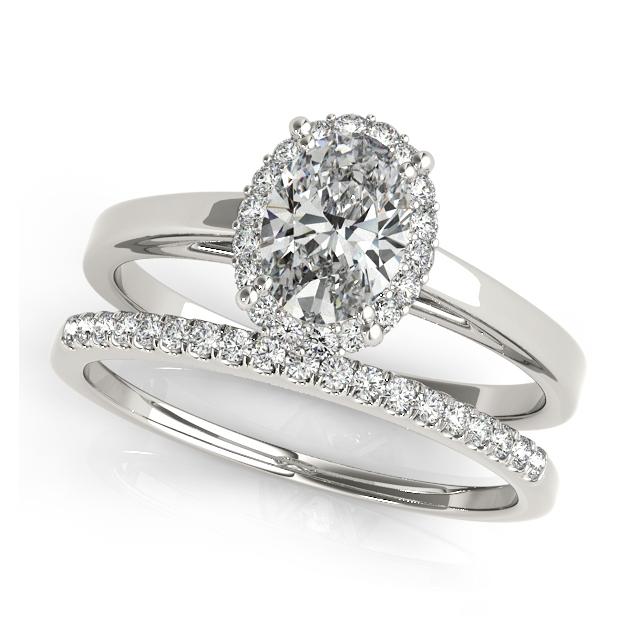 Certified 1.42 CTW Diamond Engagement Ring SET 18K White Gold (1 of 2)