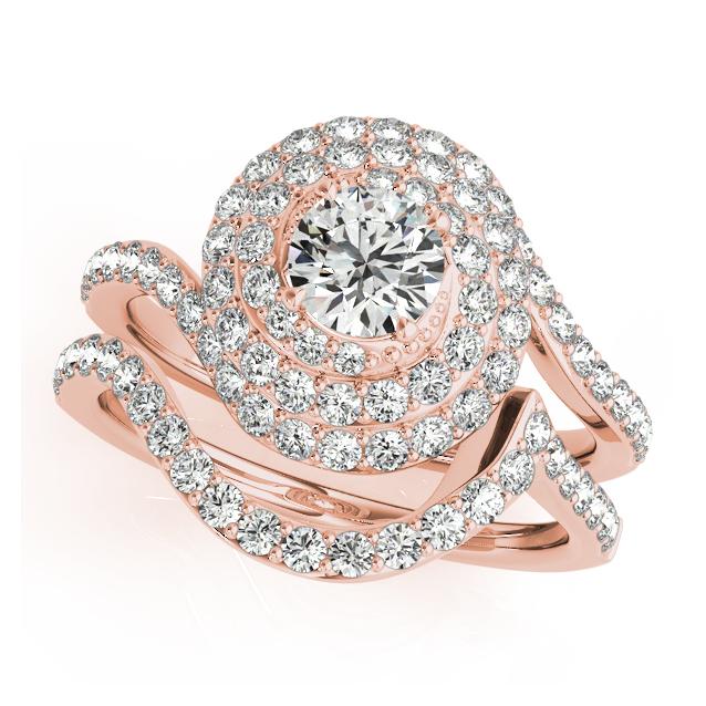 Certified 2.45 CTW Diamond Engagement Ring SET 18K Rose Gold (1 of 2)