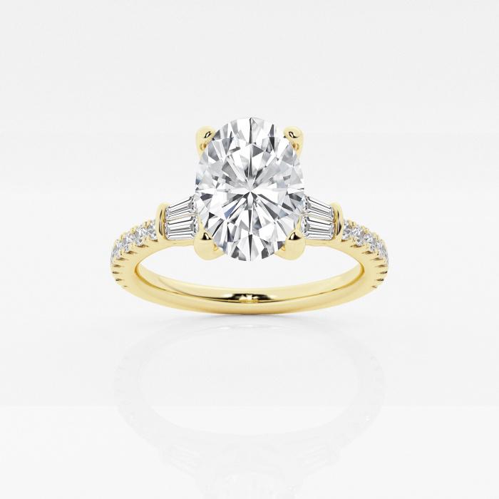 Certified 1 1/2 ctw Oval Diamond Engagement Ring with Double Baguette Side Accents 14K Yellow Gold (1 of 2)