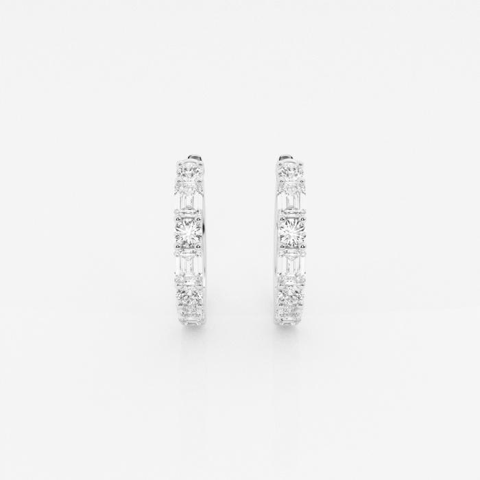 Certified 1 1/3 ctw Mixed Diamond Hoop Earrings 14K White Gold (1 of 3)