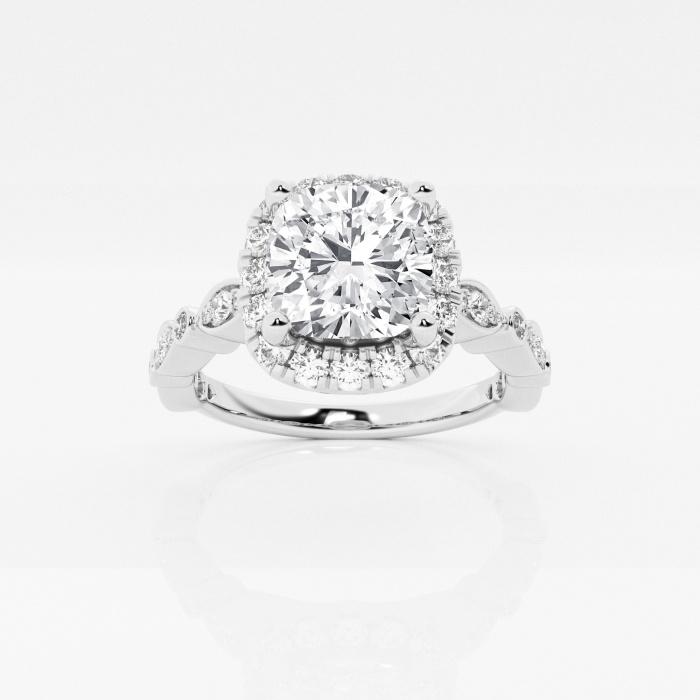 Certified 2 ctw Cushion Diamond Marquise Shape Sides Halo Engagement Ring Platinum (1 of 2)