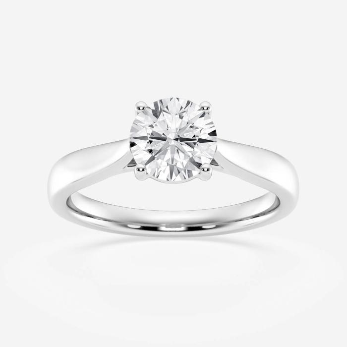 Certified 1 ctw Round Diamond Trellis Solitaire Engagement Ring Platinum (1 of 2)