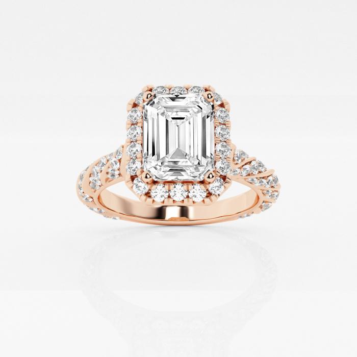 Certified 2 1/8 ctw Emerald Diamond Ribbon Halo Engagement Ring 14K Rose Gold (1 of 2)